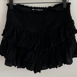 Boutique black mini ruffled skirt